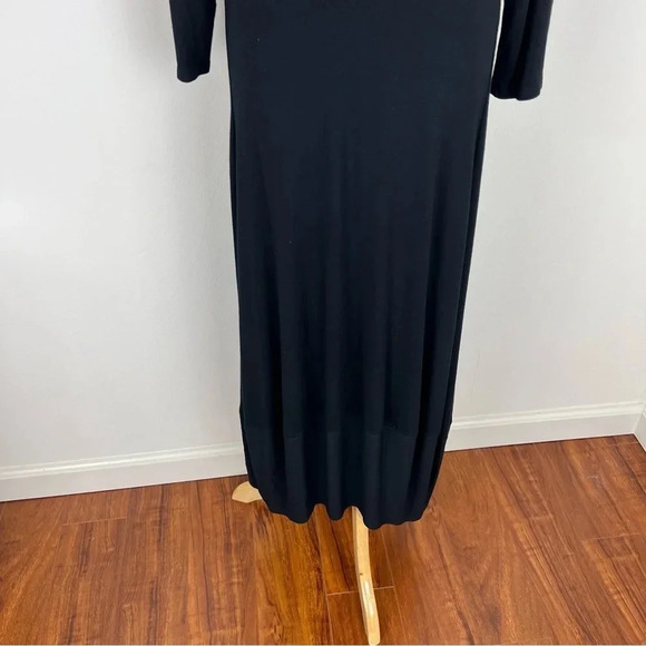 Eileen Fisher Long Sleeve Jersey MIDI Shift Dress in Black Size Medium - Picture 4 of 9